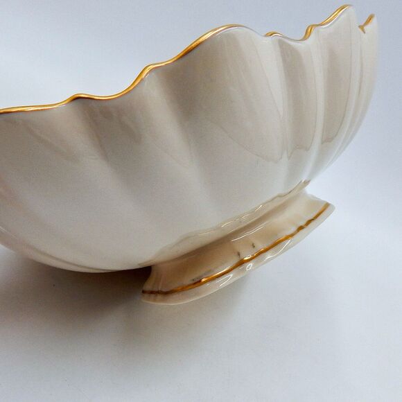 Lenox Symphony Centerpiece Bowl Scalloped Oval Serving 24K Gold Trim USA - Picture 11 of 14